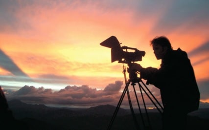 Kameramann in der Abendsonne