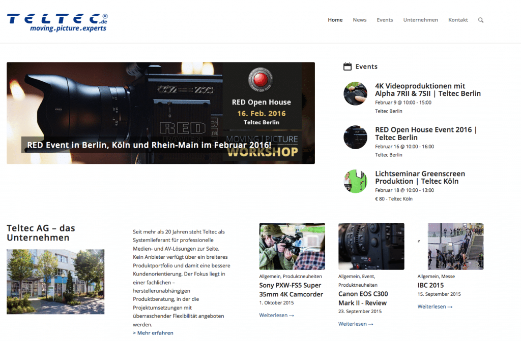 Homepage von Teltec
