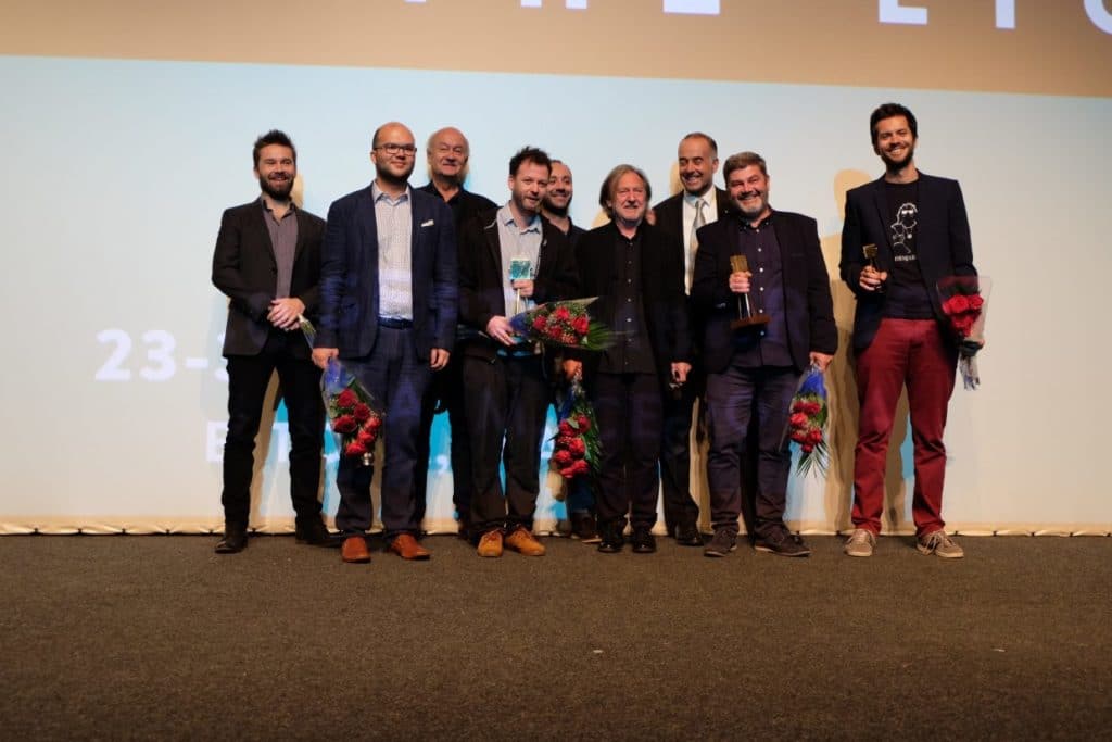 Die Gewinner des Golden Camera 300-Awards. Unter anderem Marcell Rev, Rainer Klausmann und Dejan Dimeski.